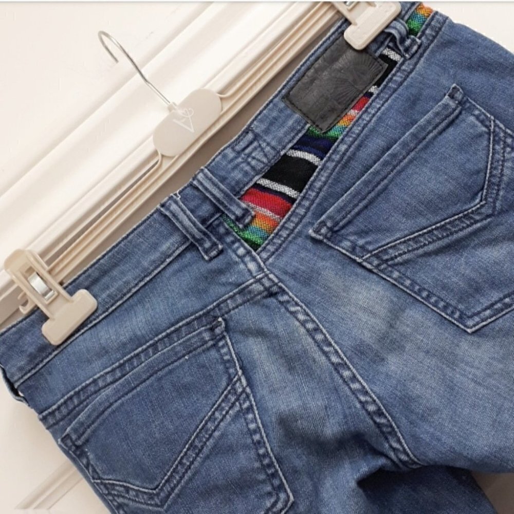 𝅺volcom boho rainbow patch insert skinny fit jeans - Picture 2 of 5
